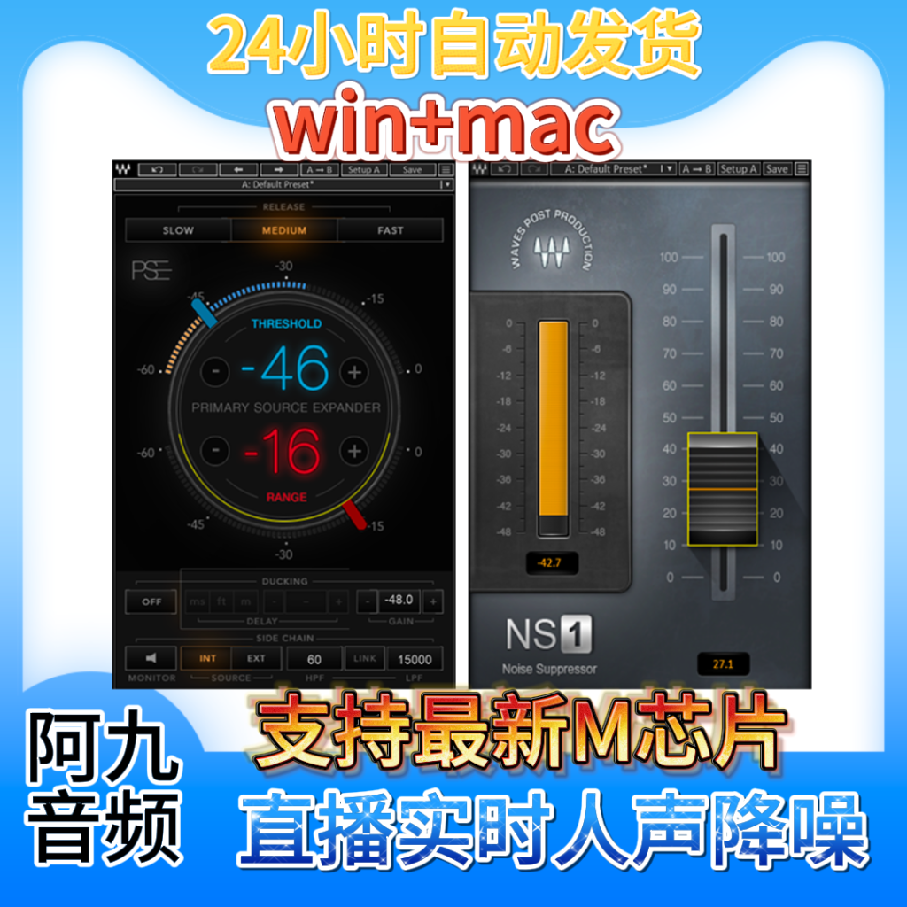 Waves PSE+NS1 直播实时降噪合集无延迟提取版一键安装win+mac-阿九编曲混音资源站